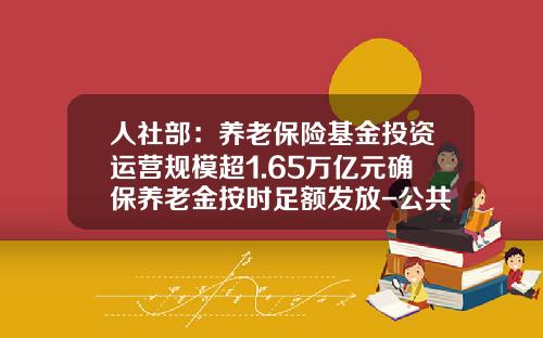 人社部：養老保險基金投資運營槼模超1.65萬億元確保養老金按時足額發放-公共養老基金