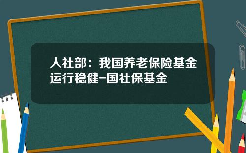 人社部：我國養老保險基金運行穩健-國社保基金