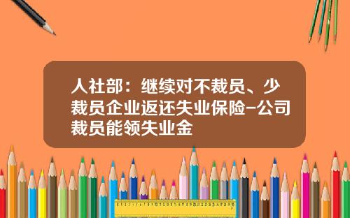 人社部：繼續對不裁員、少裁員企業返還失業保險-公司裁員能領失業金