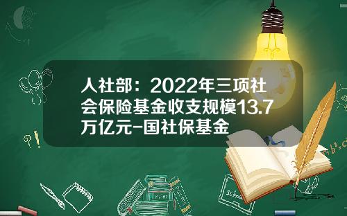 人社部：2022年三项社会保险基金收支规模13.7万亿元-国社保基金