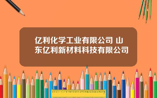 亿利化学工业有限公司 山东亿利新材料科技有限公司