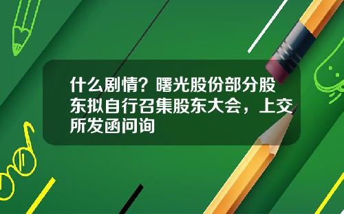 什麽劇情？曙光股份部分股東擬自行召集股東大會，上交所發函問詢