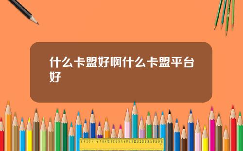 什麽卡盟好啊什麽卡盟平台好
