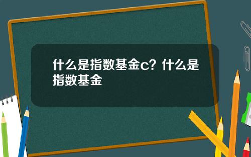 什麽是指數基金c？什麽是指數基金