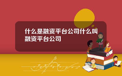 什麽是融資平台公司什麽叫融資平台公司