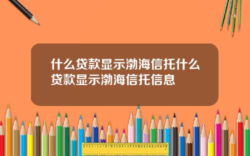 什麽貸款顯示渤海信托什麽貸款顯示渤海信托信息