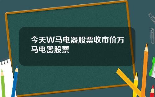 今天W马电器股票收市价万马电器股票