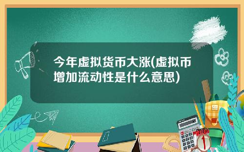 今年虚拟货币大涨(虚拟币增加流动性是什么意思)