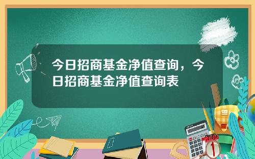 今日招商基金淨值查詢，今日招商基金淨值查詢表