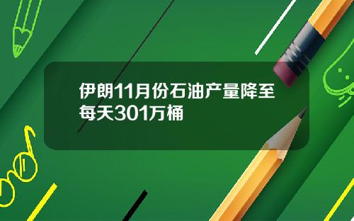 伊朗11月份石油产量降至每天301万桶
