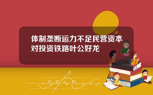 体制垄断运力不足民营资本对投资铁路叶公好龙