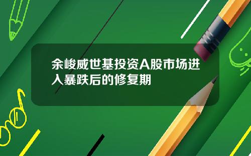 余峻威世基投资A股市场进入暴跌后的修复期