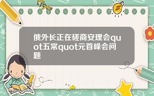 俄外长正在磋商安理会quot五常quot元首峰会问题