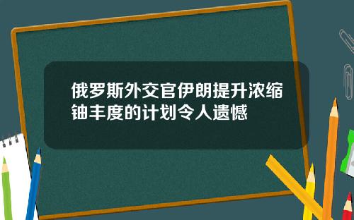 俄罗斯外交官伊朗提升浓缩铀丰度的计划令人遗憾