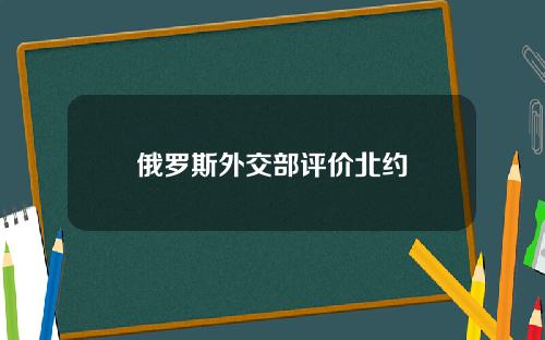 俄羅斯外交部評價北約