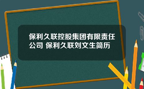 保利久联控股集团有限责任公司 保利久联刘文生简历