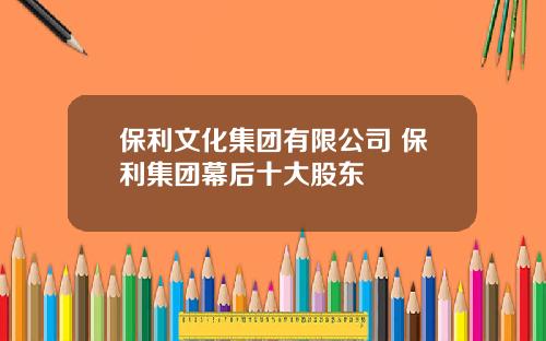 保利文化集团有限公司 保利集团幕后十大股东
