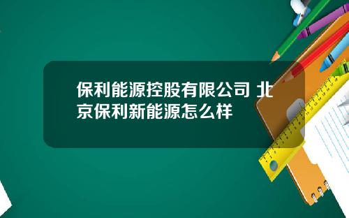 保利能源控股有限公司 北京保利新能源怎麽樣
