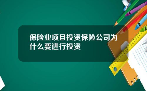 保險業項目投資保險公司爲什麽要進行投資