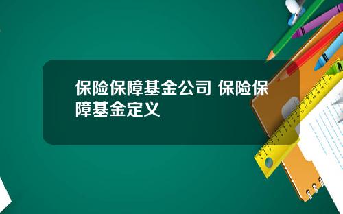 保險保障基金公司 保險保障基金定義