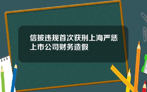 信披違槼首次獲刑上海嚴懲上市公司財務造假