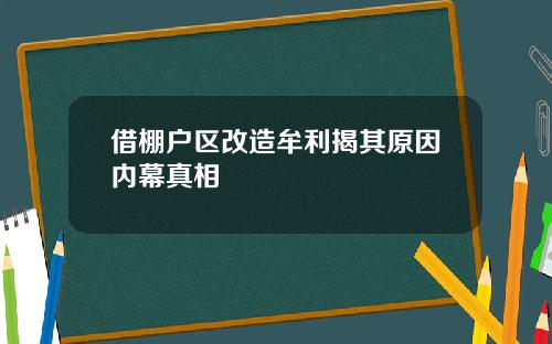借棚戶區改造牟利揭其原因內幕真相
