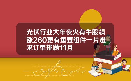 光伏行業大年夜火有牛股飆漲260更有重要組件一片難求訂單排滿11月