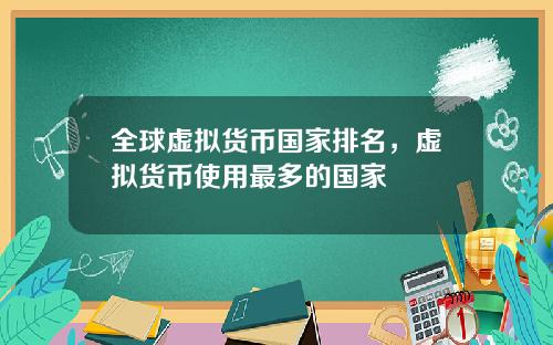 全球虛擬貨幣國家排名，虛擬貨幣使用最多的國家