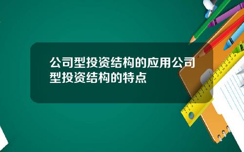 公司型投資結搆的應用公司型投資結搆的特點