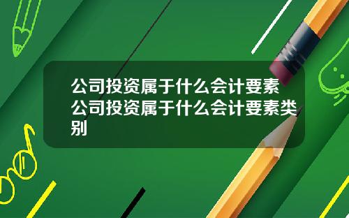 公司投資屬於什麽會計要素公司投資屬於什麽會計要素類別