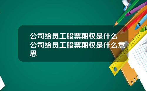 公司給員工股票期權是什麽公司給員工股票期權是什麽意思