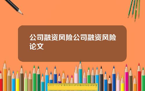 公司融資風險公司融資風險論文