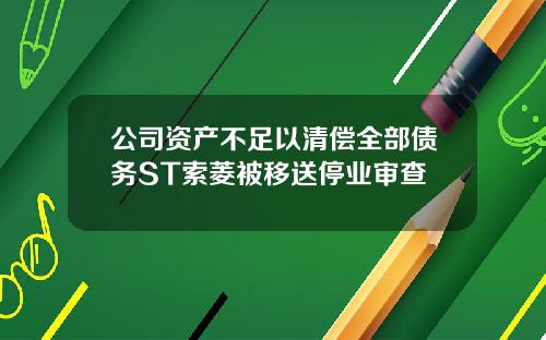 公司资产不足以清偿全部债务ST索菱被移送停业审查
