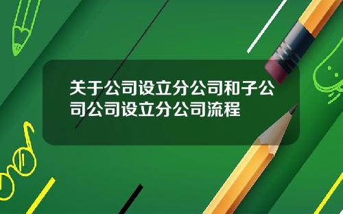 關於公司設立分公司和子公司公司設立分公司流程
