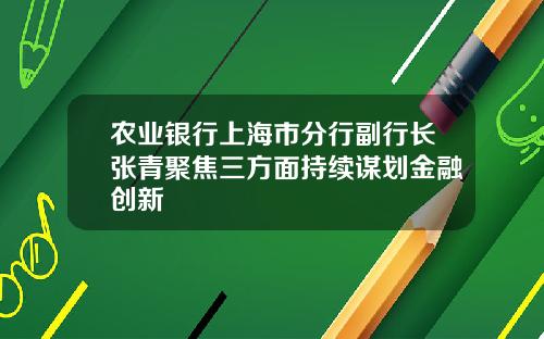 辳業銀行上海市分行副行長張青聚焦三方麪持續謀劃金融創新