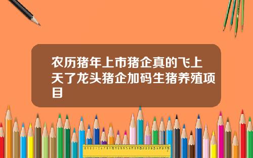 辳歷豬年上市豬企真的飛上天了龍頭豬企加碼生豬養殖項目