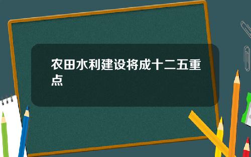农田水利建设将成十二五重点