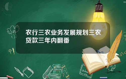 农行三农业务发展规划三农贷款三年内翻番