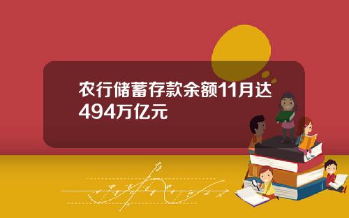 农行储蓄存款余额11月达494万亿元