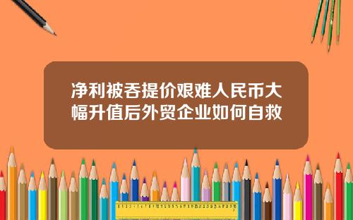 净利被吞提价艰难人民币大幅升值后外贸企业如何自救