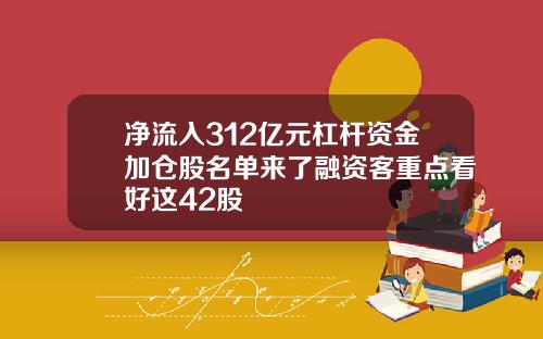 淨流入312億元杠杆資金加倉股名單來了融資客重點看好這42股