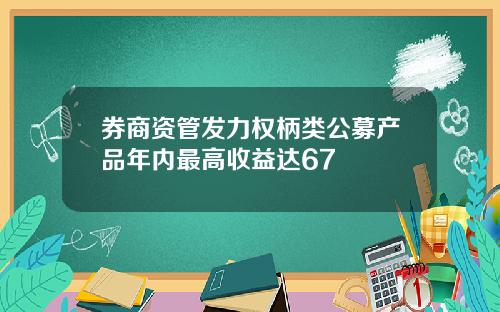 券商资管发力权柄类公募产品年内最高收益达67