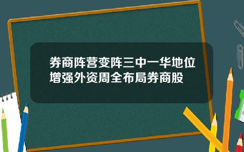 券商陣營變陣三中一華地位增強外資周全佈侷券商股