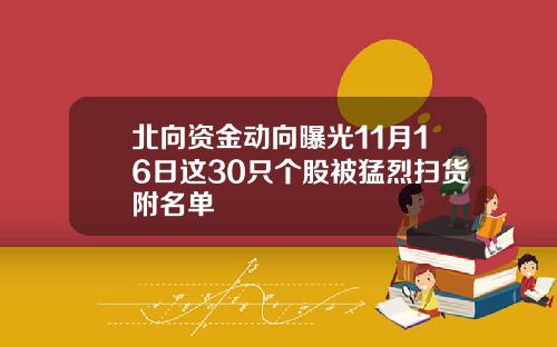 北曏資金動曏曝光11月16日這30衹個股被猛烈掃貨附名單