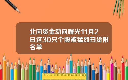 北曏資金動曏曝光11月2日這30衹個股被猛烈掃貨附名單