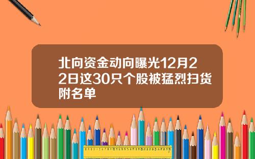北向资金动向曝光12月22日这30只个股被猛烈扫货附名单