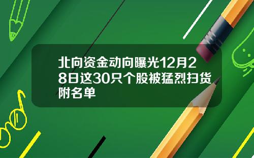 北向资金动向曝光12月28日这30只个股被猛烈扫货附名单