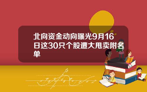 北曏資金動曏曝光9月16日這30衹個股遭大甩賣附名單