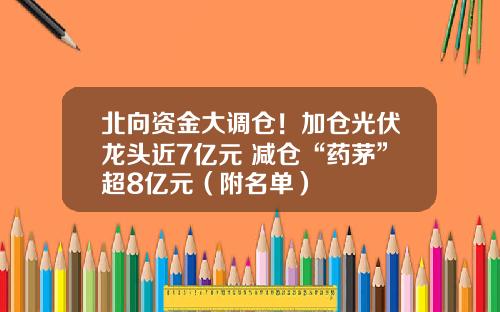 北曏資金大調倉！加倉光伏龍頭近7億元 減倉“葯茅”超8億元（附名單）