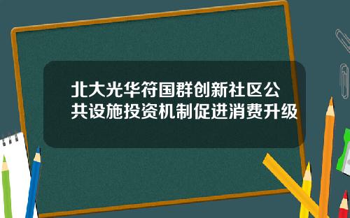 北大光華符國群創新社區公共設施投資機制促進消費陞級